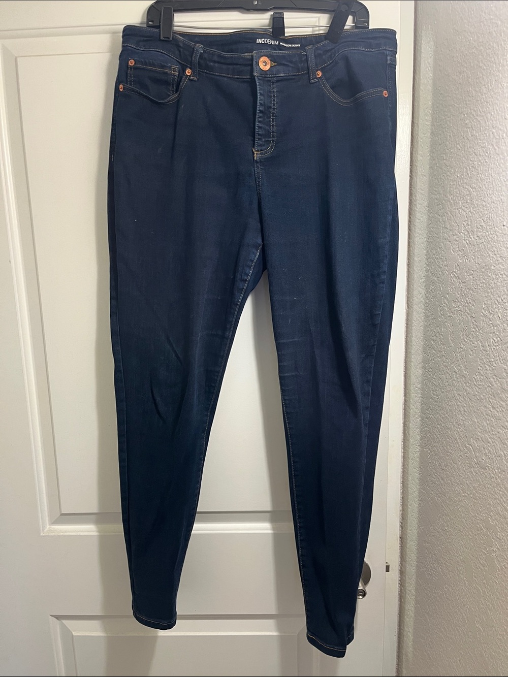 INC Denim Mid-Rise Dark Indigo Skinny Jeans